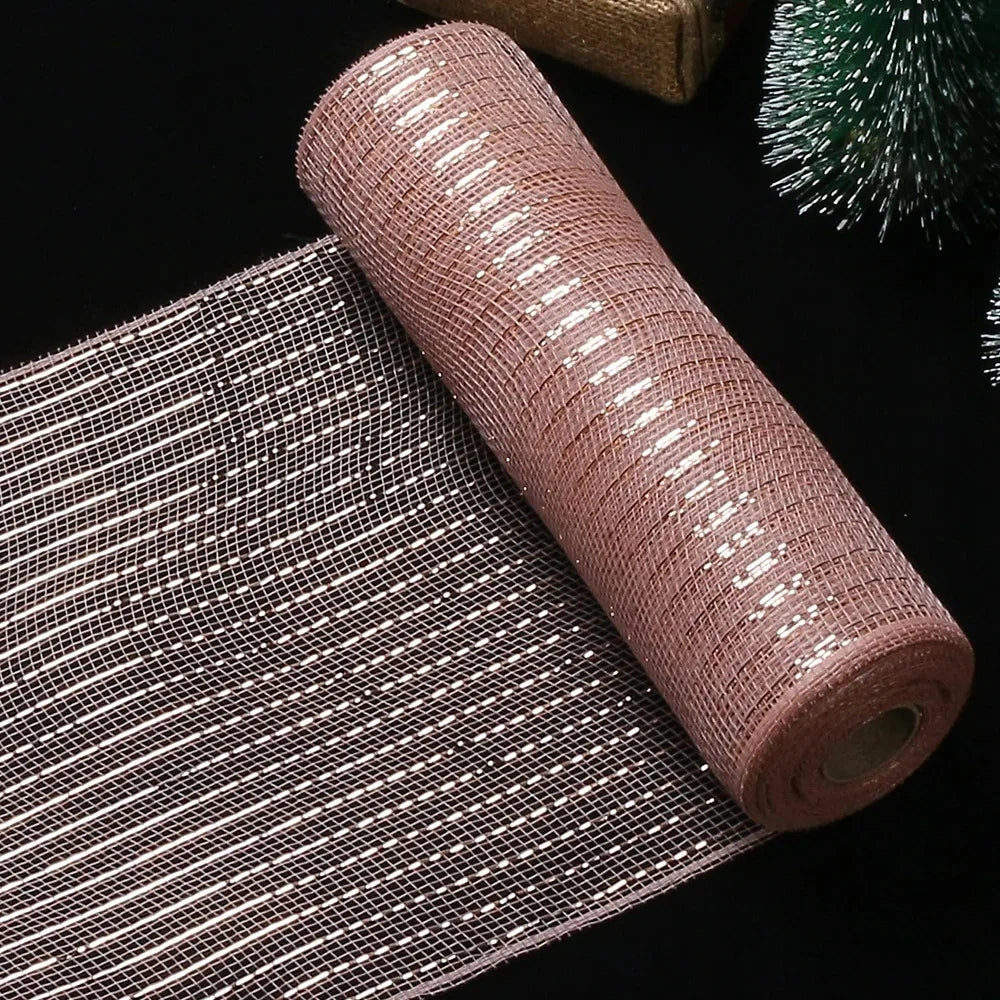Luxury Xmas Decoration Ribbon – Mesh Roll Fabric for Home & Seasonal Celebrations