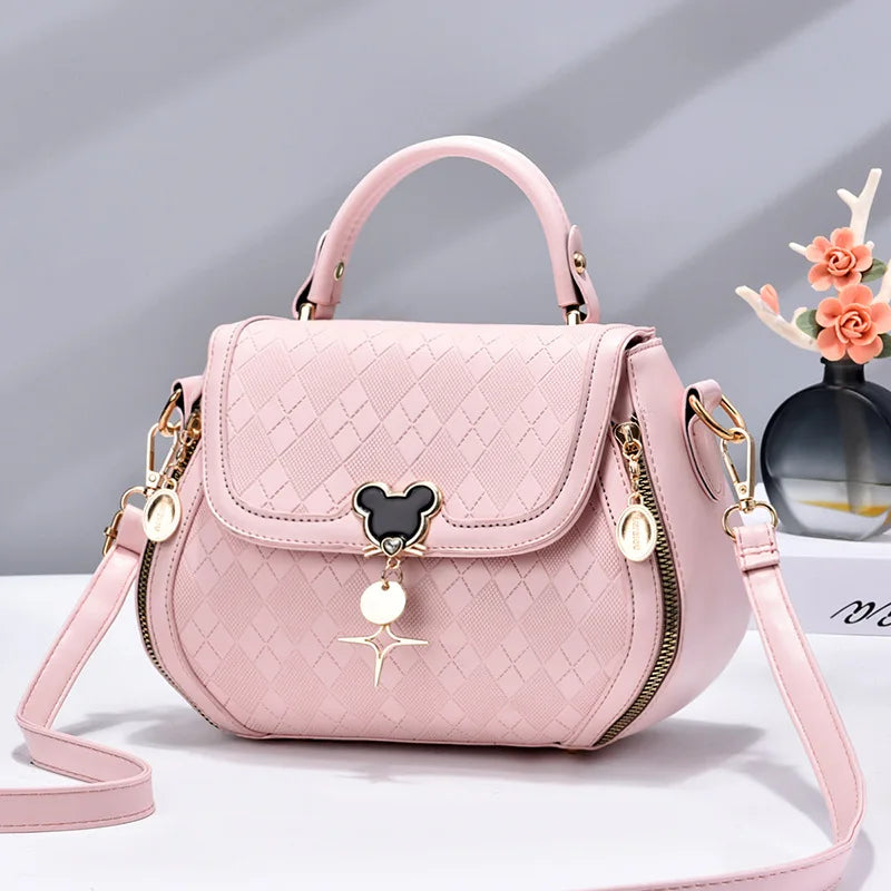 Bolso tote y de hombro para mujer de cuero auténtico – Bolso cubo de lujo de diseñador con lazo