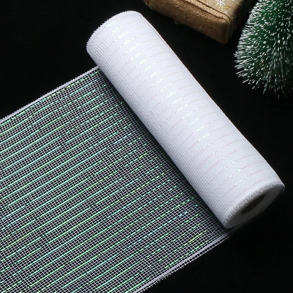 Luxury Xmas Decoration Ribbon – Mesh Roll Fabric for Home & Seasonal Celebrations