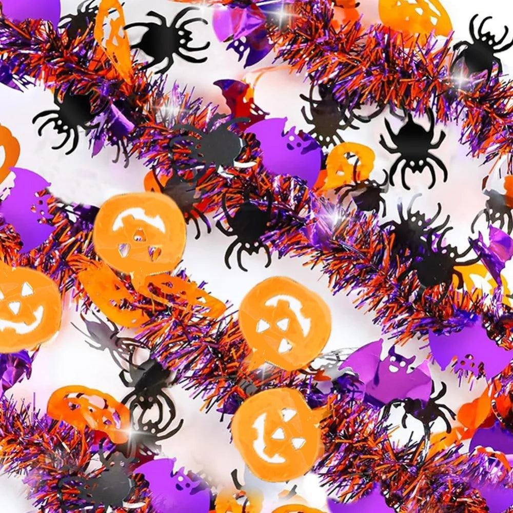 Haunted Elegance 2m Halloween Hanging Garland – Glitter Bats and Pumpkins for Festive Home Decor