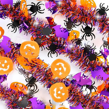 Haunted Elegance 2m Halloween Hanging Garland – Glitter Bats and Pumpkins for Festive Home Decor