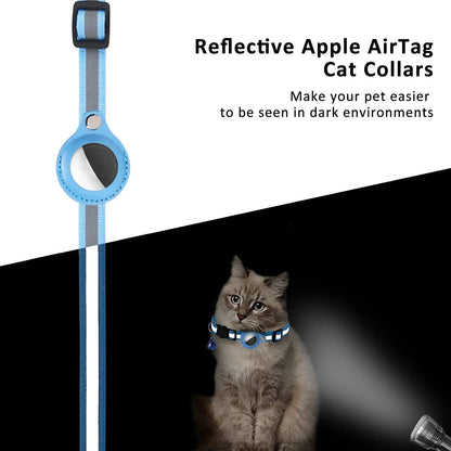 Collier anti-perte réfléchissant pour chat Apple Airtag avec clochette
