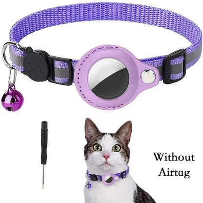 Collier anti-perte réfléchissant pour chat Apple Airtag avec clochette