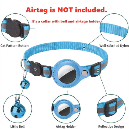 Collier anti-perte réfléchissant pour chat Apple Airtag avec clochette