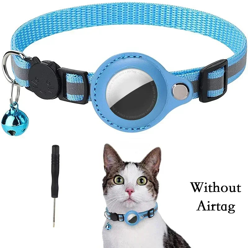 Collier anti-perte réfléchissant pour chat Apple Airtag avec clochette