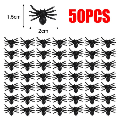 Creepy Crawly Spider Pack – Fake Black Insects for Halloween & Pranks (50/500PCS)