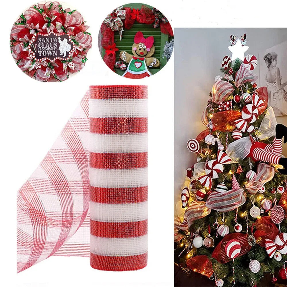 Luxury Xmas Decoration Ribbon – Mesh Roll Fabric for Home & Seasonal Celebrations