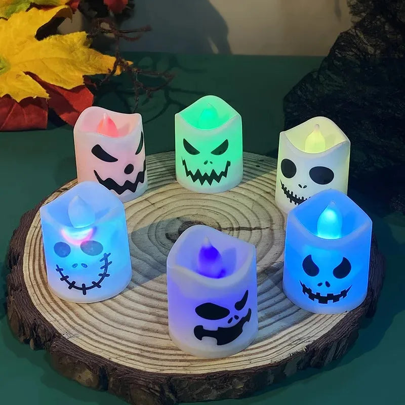 Haunting Glow LED Pumpkin & Ghost Candle Lights – 6pcs Halloween Decor Set