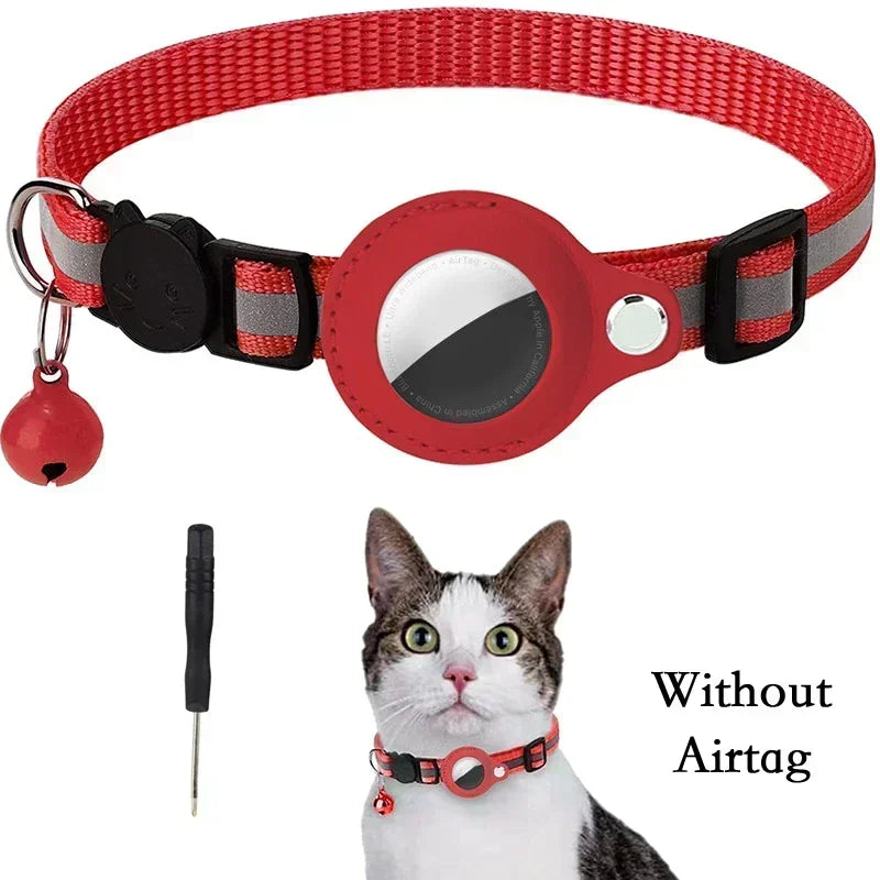 Collier anti-perte réfléchissant pour chat Apple Airtag avec clochette