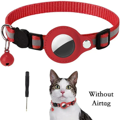 Collier anti-perte réfléchissant pour chat Apple Airtag avec clochette