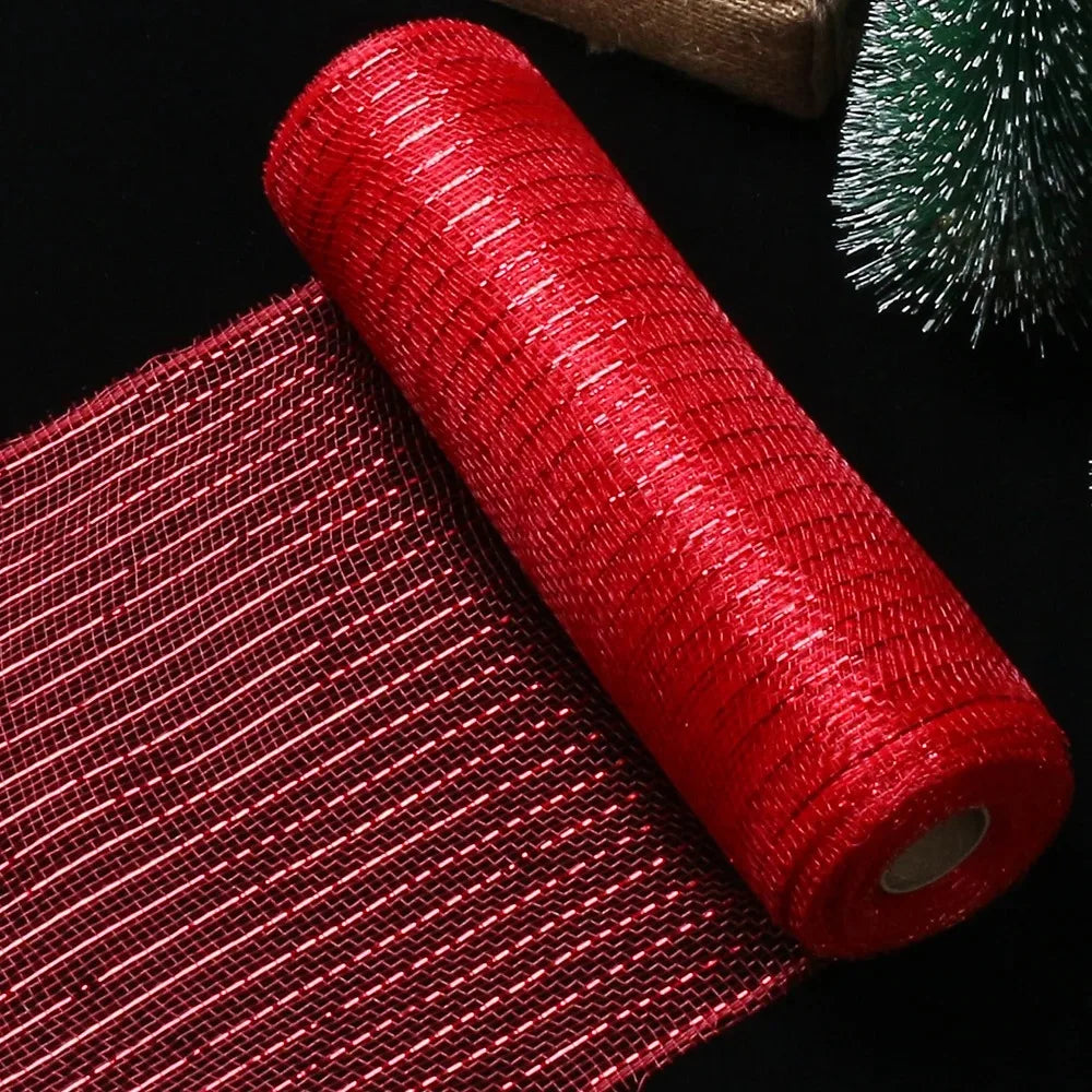 Luxury Xmas Decoration Ribbon – Mesh Roll Fabric for Home & Seasonal Celebrations