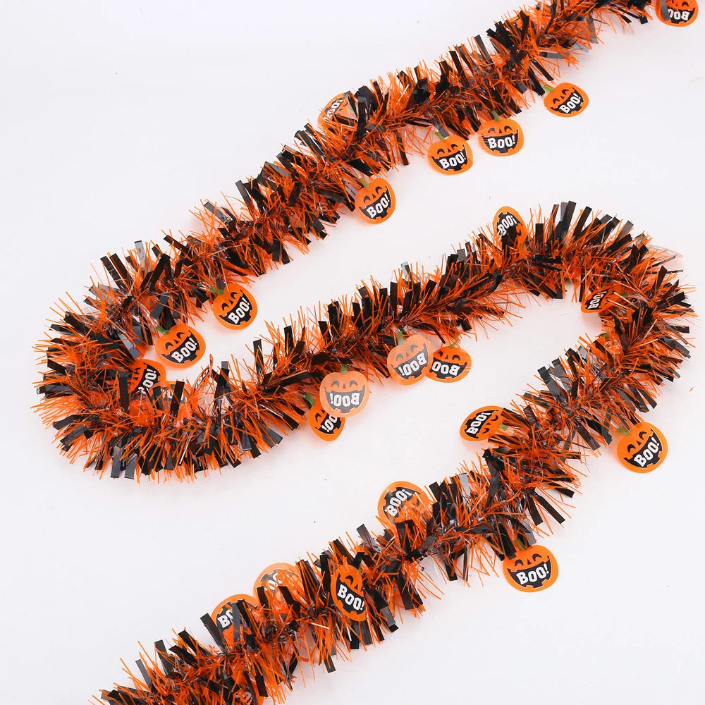 Haunted Elegance 2m Halloween Hanging Garland – Glitter Bats and Pumpkins for Festive Home Decor