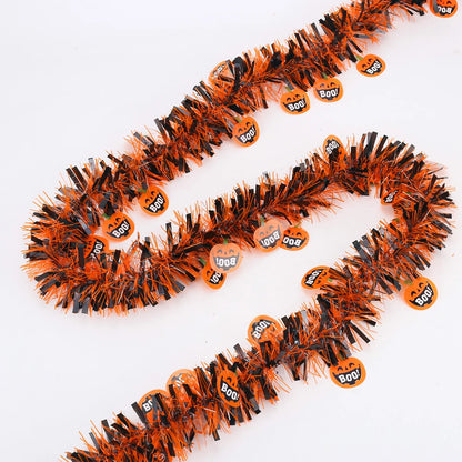 Haunted Elegance 2m Halloween Hanging Garland – Glitter Bats and Pumpkins for Festive Home Decor