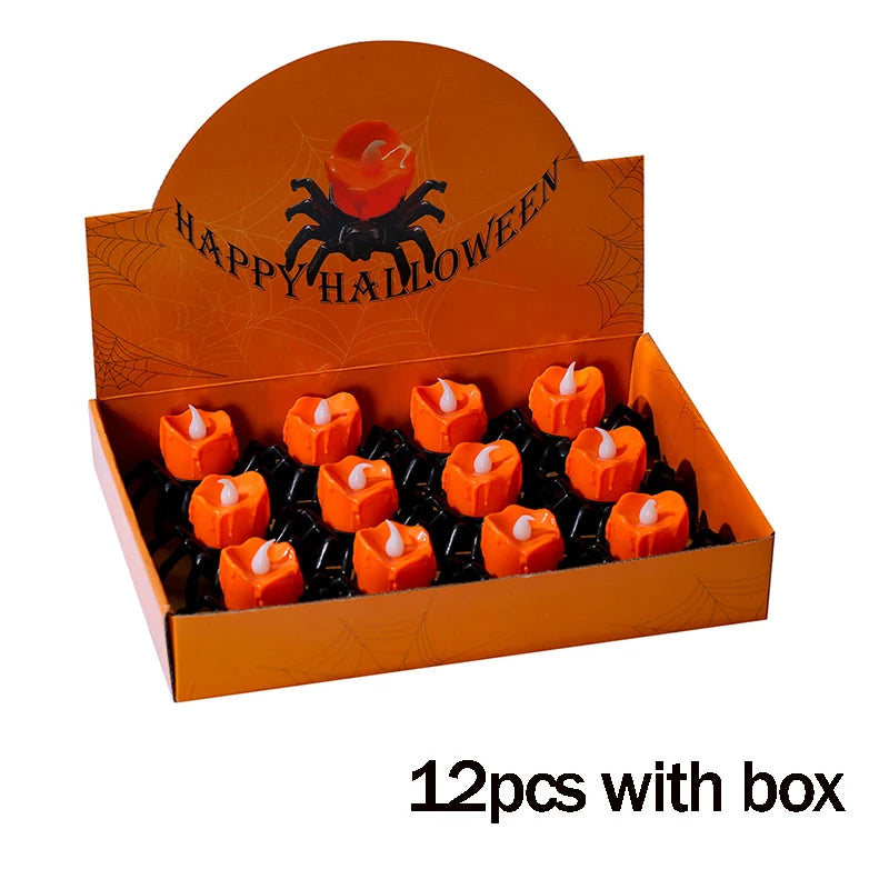 🎃 Title: “Hauntingly Glowing Nights – LED Halloween Candle Lantern Set”