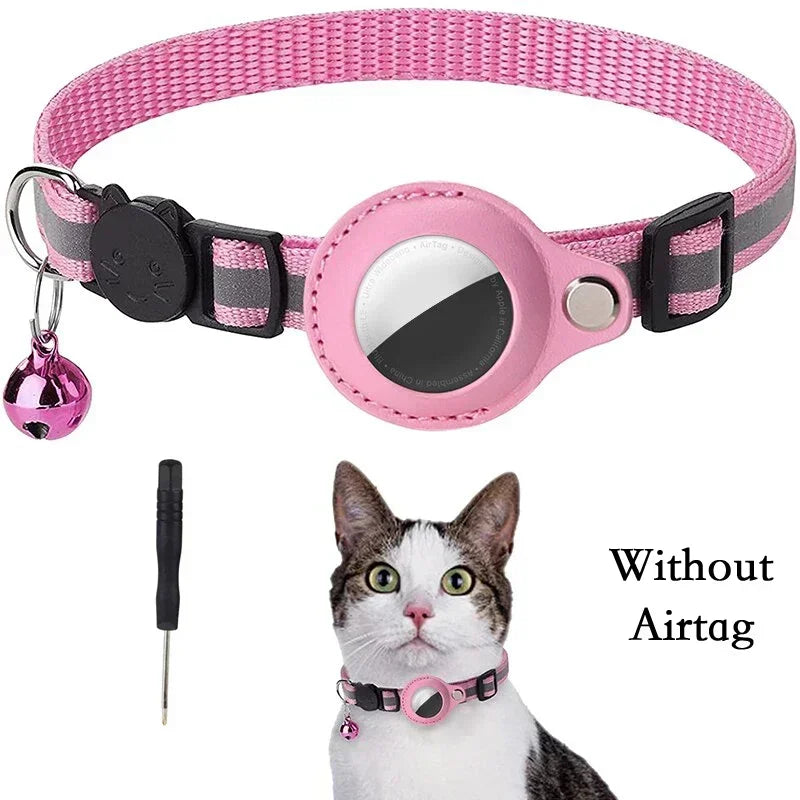 Collier anti-perte réfléchissant pour chat Apple Airtag avec clochette