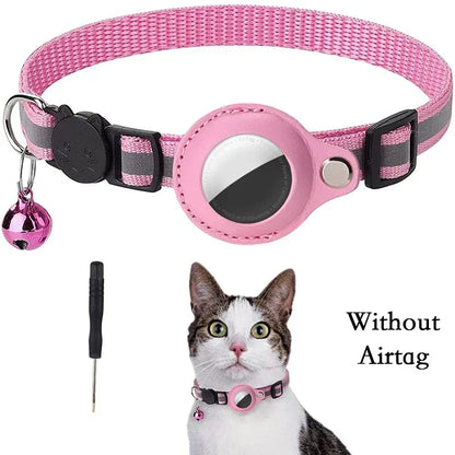 Collier anti-perte réfléchissant pour chat Apple Airtag avec clochette