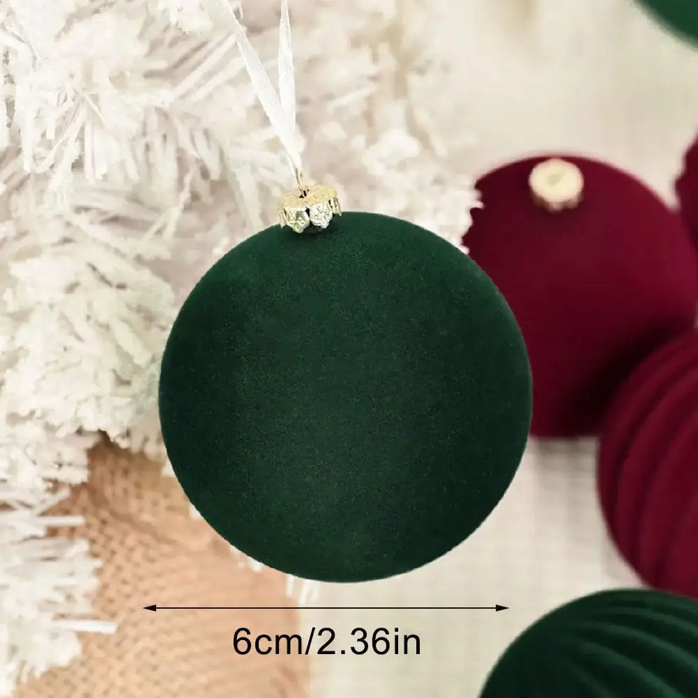 ✨ Luxury Flocked Velvet Tree Ornaments – 12 Pack