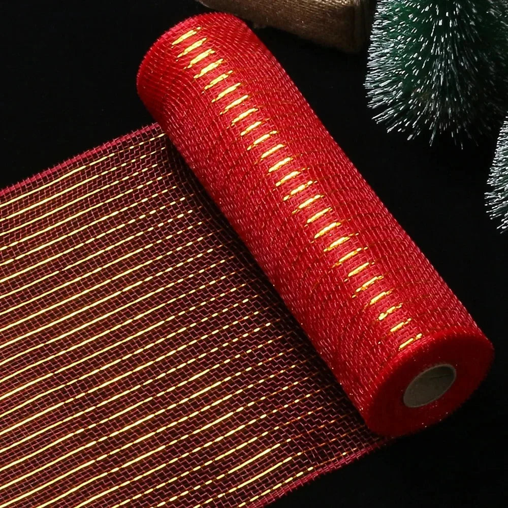 Luxury Xmas Decoration Ribbon – Mesh Roll Fabric for Home & Seasonal Celebrations