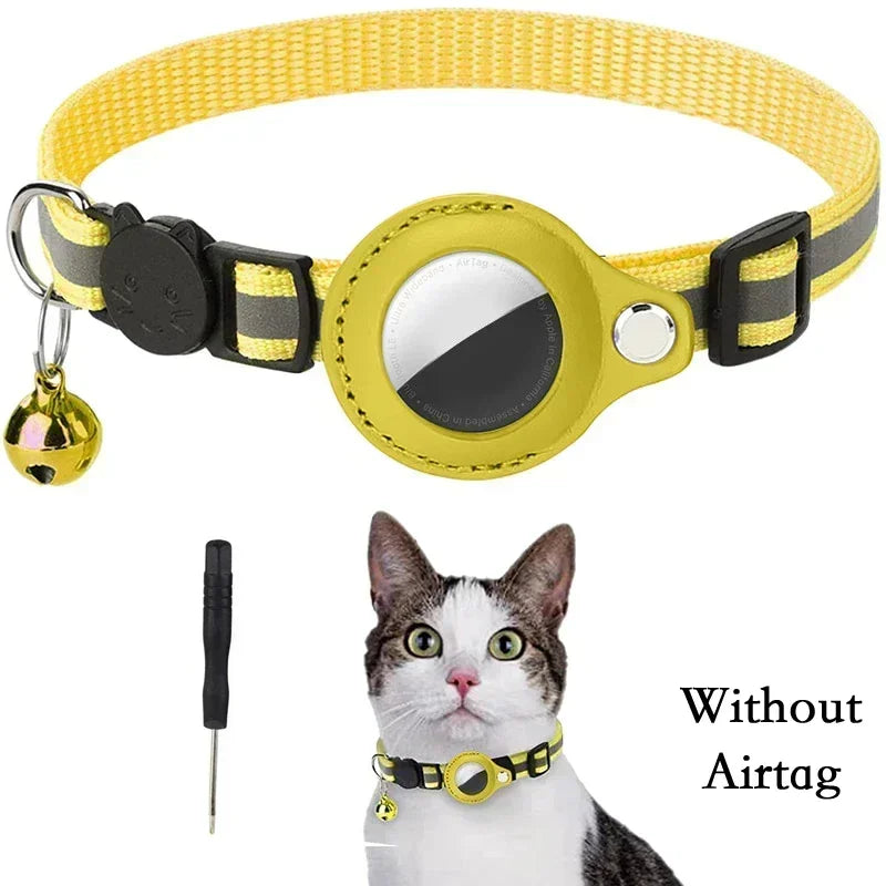 Collier anti-perte réfléchissant pour chat Apple Airtag avec clochette