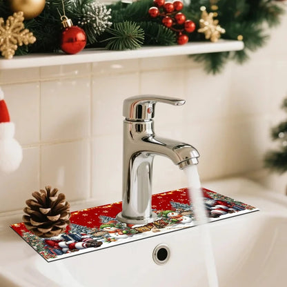 Merry Kitchen Protector – Holiday Faucet Mat & Ornament Décor