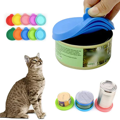 2pcs Reusable Pet Food Can Cover and Spoon Set – Seal Freshness with Ease