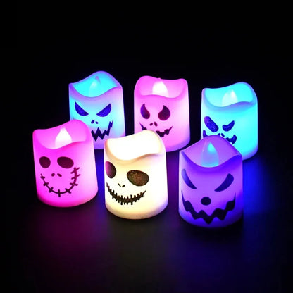 Haunting Glow LED Pumpkin & Ghost Candle Lights – 6pcs Halloween Decor Set