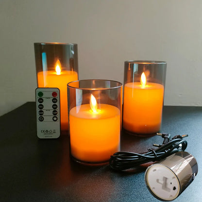 USB Rechargeable LED Candles – 3pcs Set with Remote Control