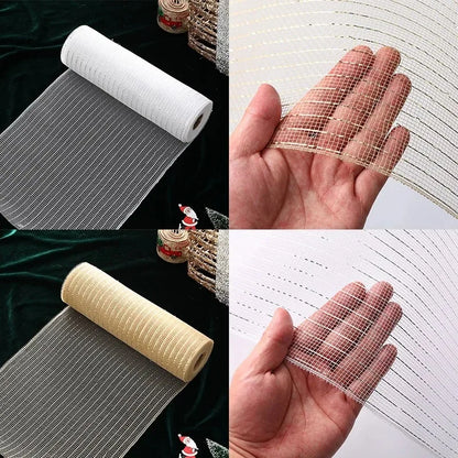 Luxury Xmas Decoration Ribbon – Mesh Roll Fabric for Home & Seasonal Celebrations