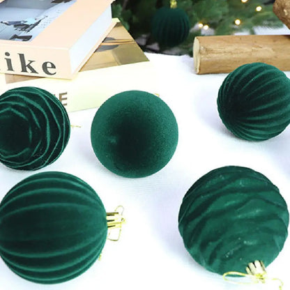 ✨ Luxury Flocked Velvet Tree Ornaments – 12 Pack
