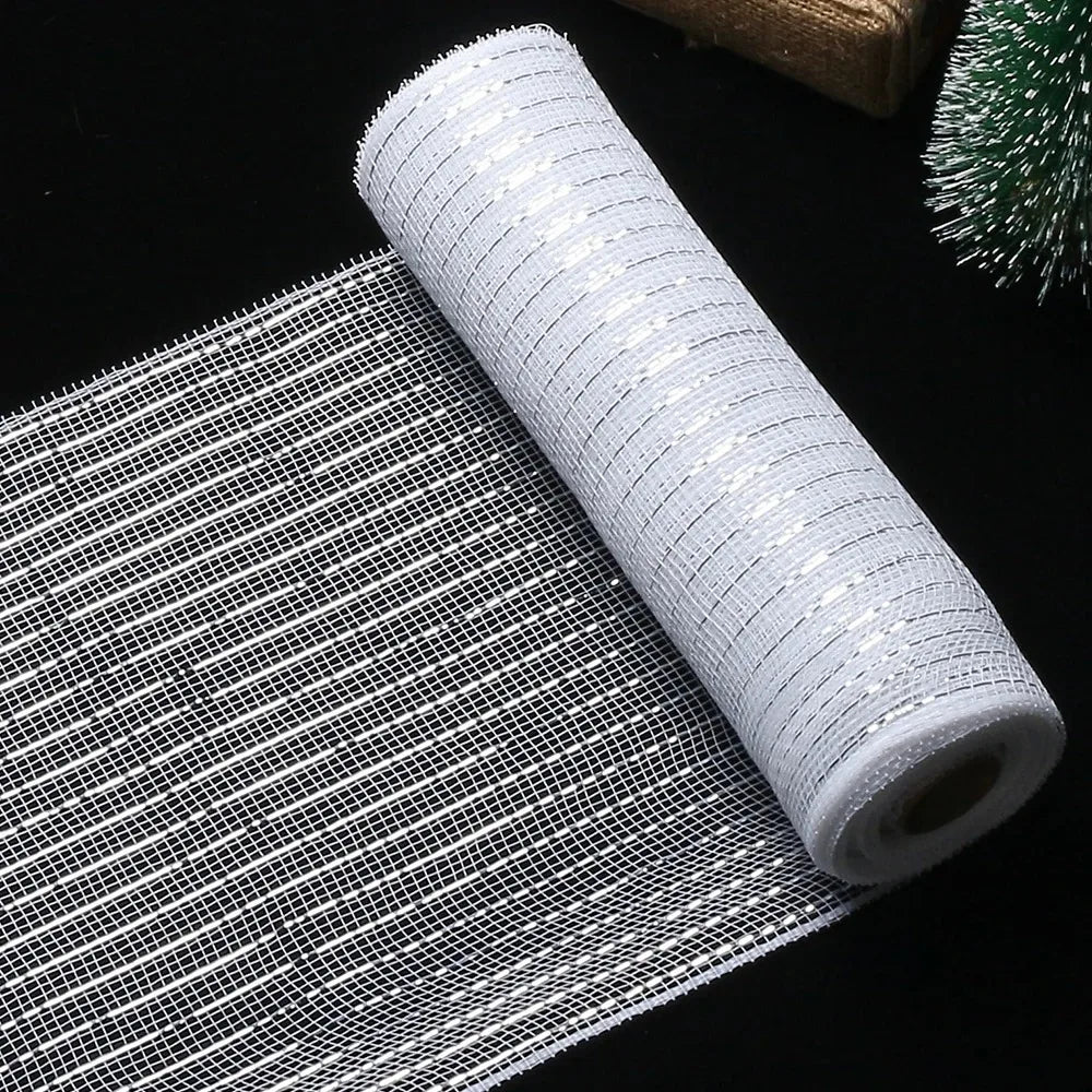 Luxury Xmas Decoration Ribbon – Mesh Roll Fabric for Home & Seasonal Celebrations