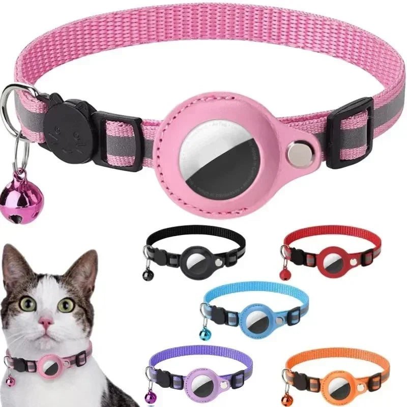 Collier anti-perte réfléchissant pour chat Apple Airtag avec clochette