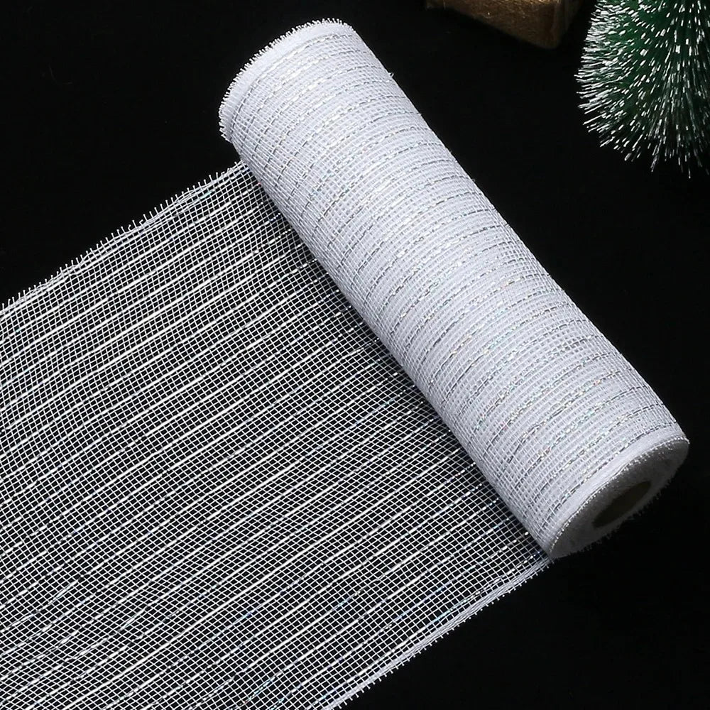 Luxury Xmas Decoration Ribbon – Mesh Roll Fabric for Home & Seasonal Celebrations