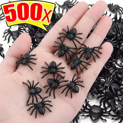 Creepy Crawly Spider Pack – Fake Black Insects for Halloween & Pranks (50/500PCS)
